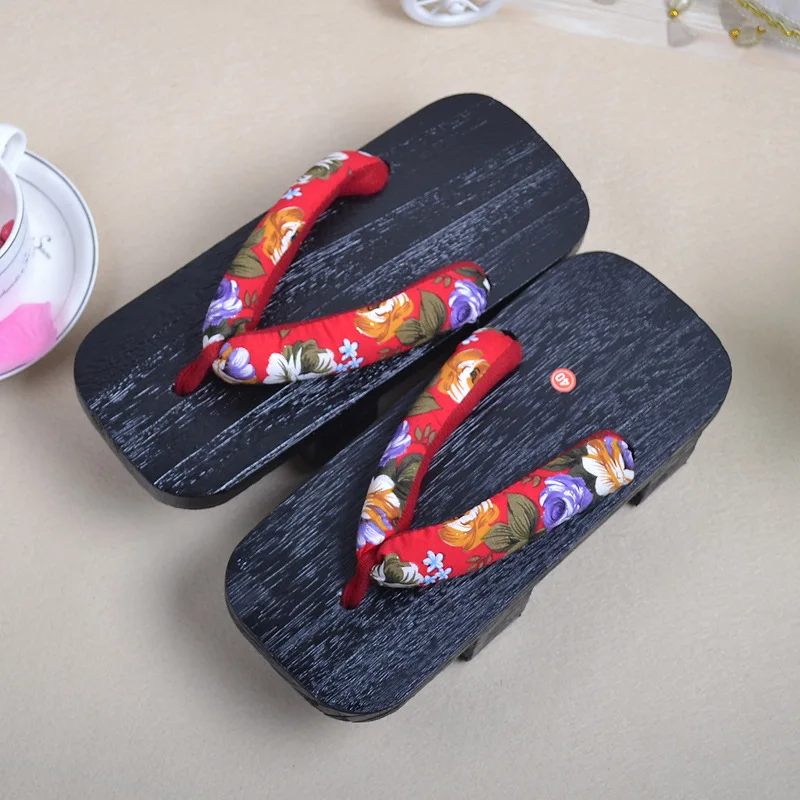 Unisex Wooden Japanese Traditional Geta Clogs Man Woman Cosplay Flip Flops Summer Outdoor Sandals