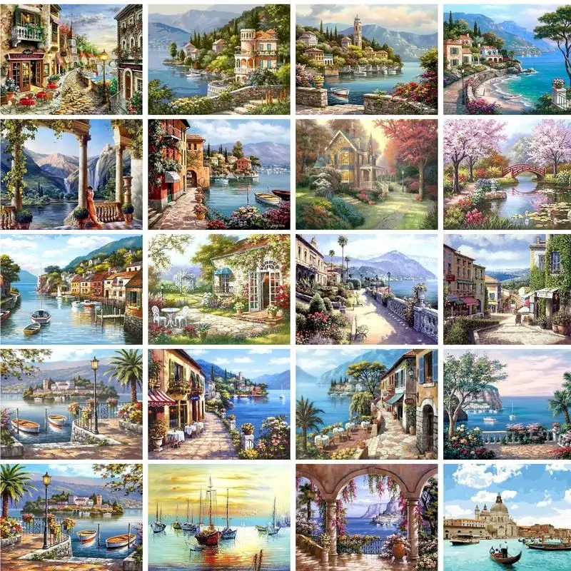 GATYZTORY 60×75cm Frame DIY Painting By Numbers Kit Seabeach Acrylic paint by numbers art work diy Paintings art on canvas
