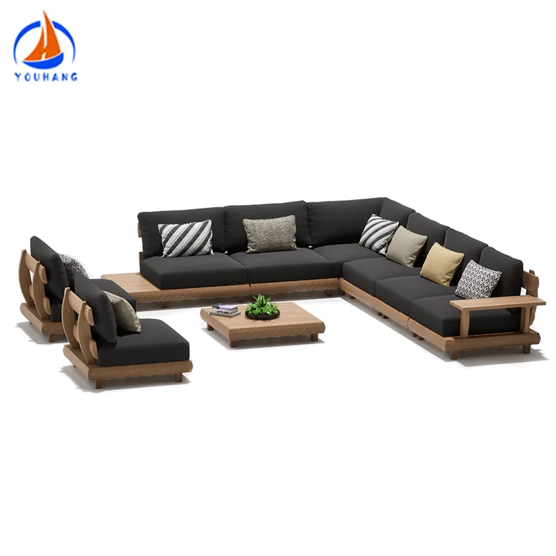All-weather Outer Squared Teak Garden Sofa Seat 70x70 Outdoor Wood Sofa Set For Garden Set Sit