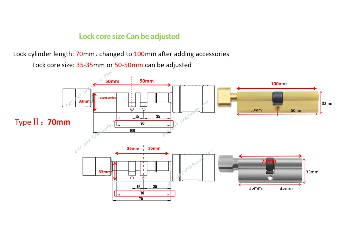 Tuya Adjustable Lock core Fingerprint Password Without Changing Lockbody Brand New Electronic Smart Lock Cylinder