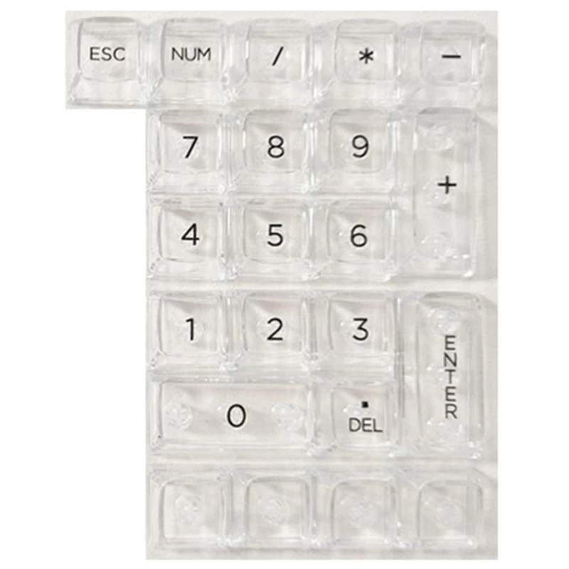 Improve Keyboard Aesthetics 22Key Transparent Ice Crystal Keycaps for Numeric Keypads Convenient Keycaps Crystal