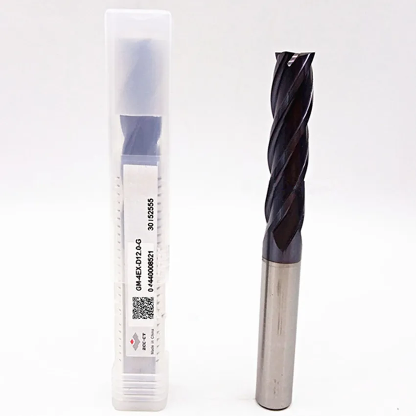 GM-4EX-D8.0-G/GM-4EX-D10.0-G/GM-4EX-D12.0-G ZCC.CT 4 Flute straight shank Extra Long blade flat end mills 1pcs/box