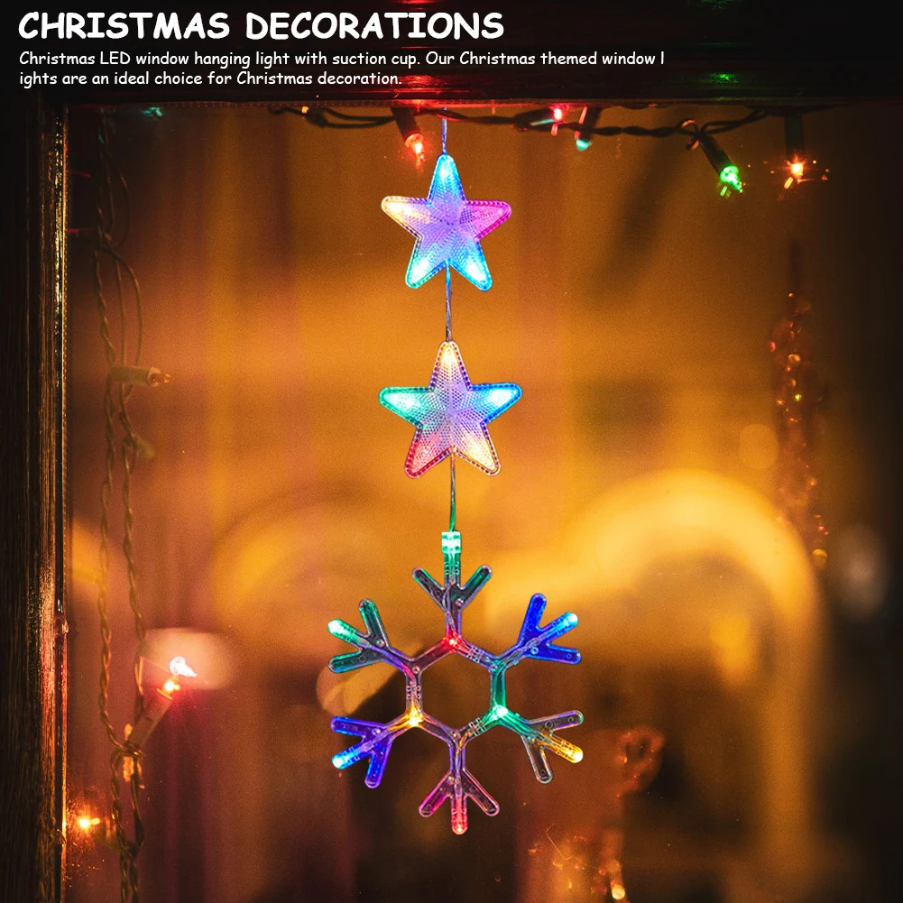 3 عبوات من زينة عيد الميلاد المعلقة مع كوب شفط لعيد الميلاد LED مصباح مصاصة متعدد الألوان لديكور مدفأة شجرة عيد الميلاد