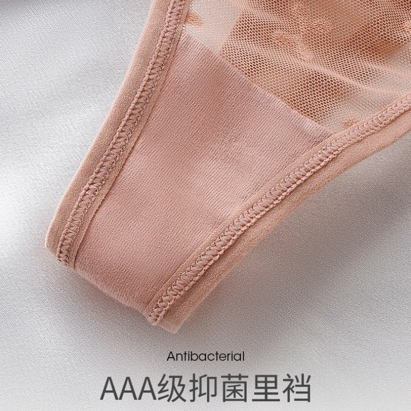 Plus-size Sexy Lace Panties Women Transparent Mesh Breathable Girl T Pants Thin Strap No Hip Pinch No Trace Quick Drying Thong