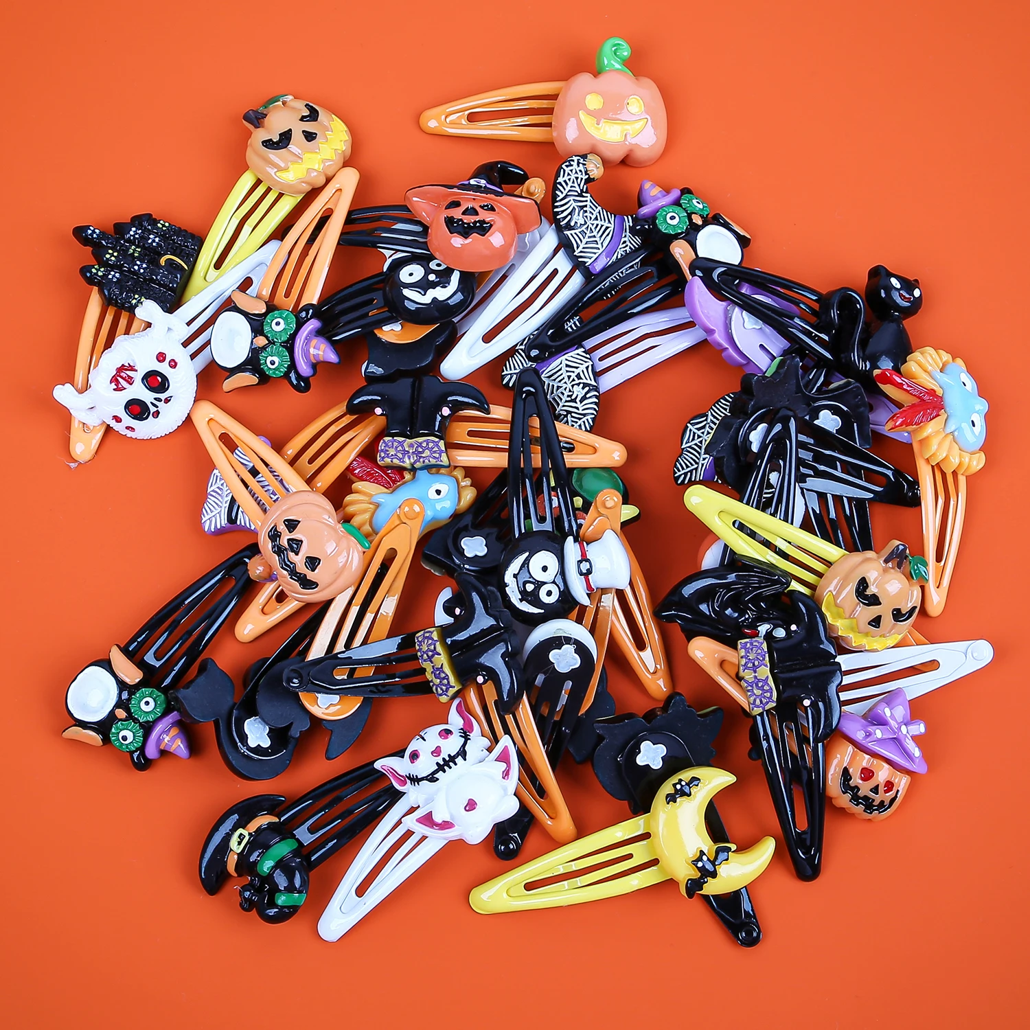 10pcs Halloween Day Hair Clips Cute Grils Cute Pumpkin Hairpin Side Barrettes Devil Hair Clip Party Hair Accessories Mix Styles