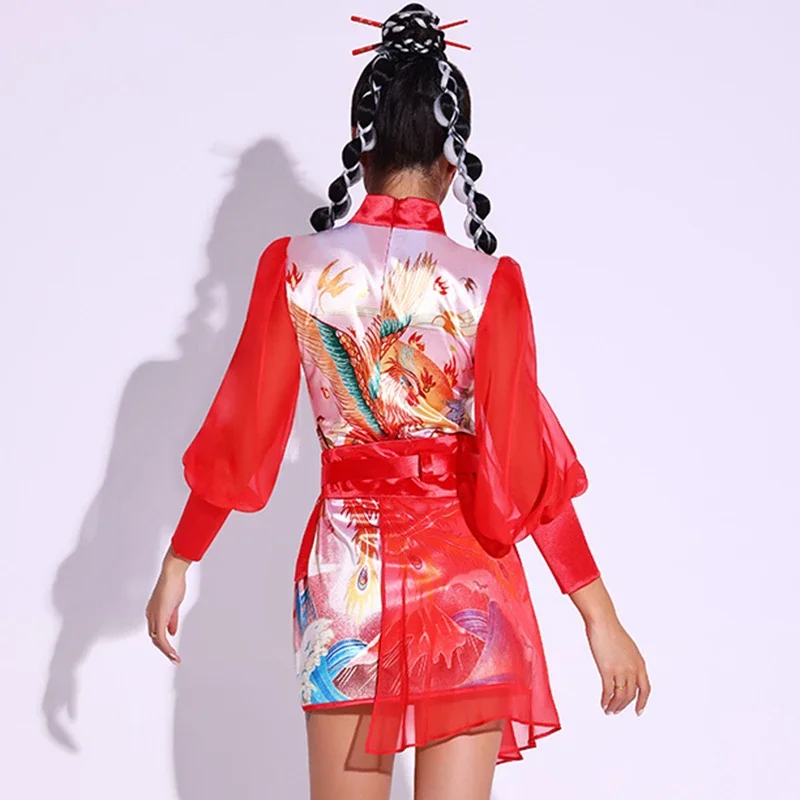 Costume de danse pour femmes, tenues de danse Jazz de Style chinois, Bar, discothèque, Costume de spectacle Dj, vêtements de scène de chanteur