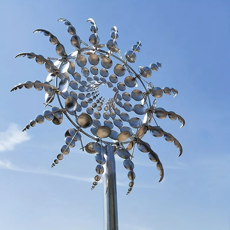 Unique and Magical Metal Windmill 3D Wind Powered Kinetic Sculpture Lawn Metal Wind Solar Spinners Yard and Garden Decor