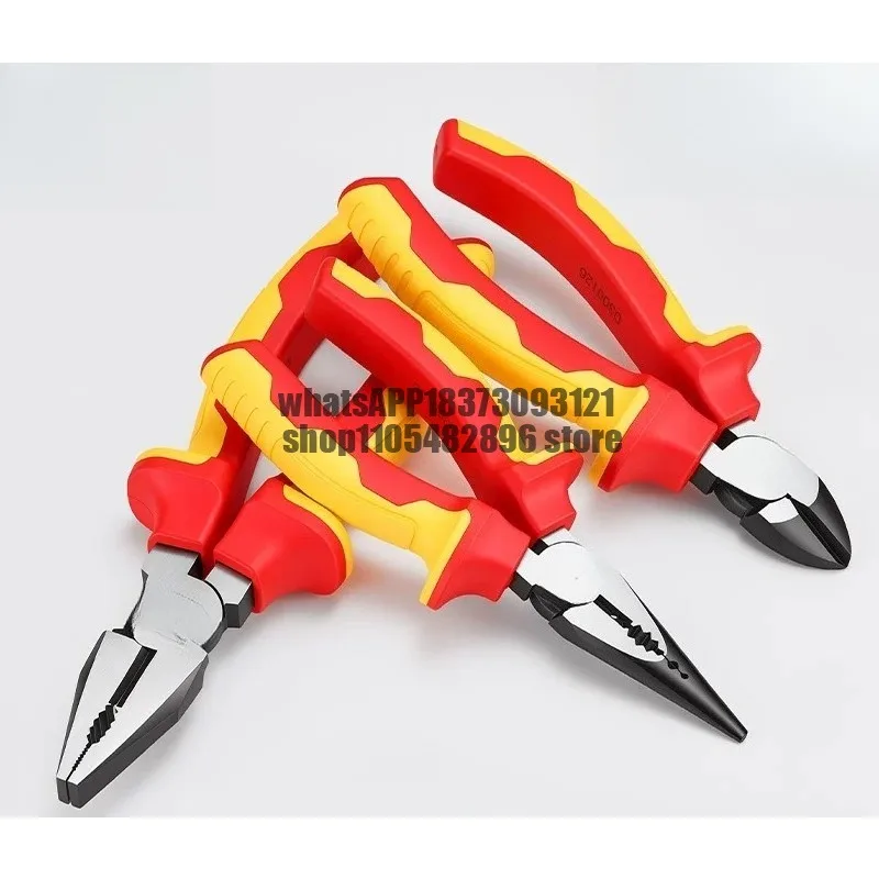 Insulated tiger pliers electrician, wire pliers oblique pliers multi-functional high voltage resistant, pointed nose pliers