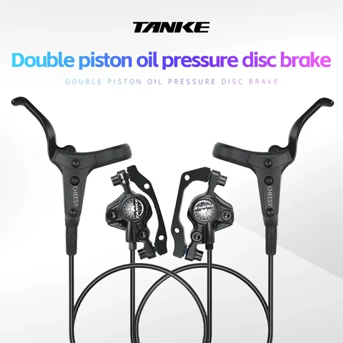 Tanke mtb freio a disco hidráulico 2 pistão leve xc trilha pinças almofadas de metal originais rotor pressão óleo guiador curto aperto