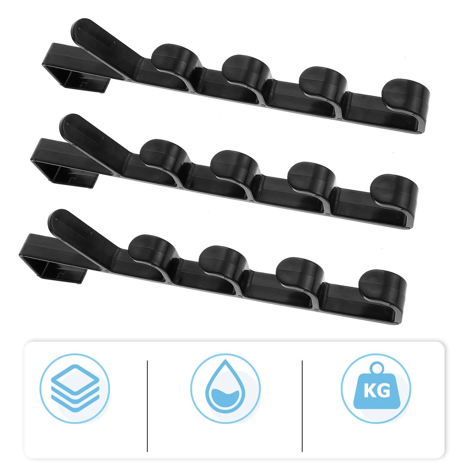 

3pcs 5-Tier Over Door Hook Hanger Door Back Coat Hooks No Drill Space Saving Organizer For Bathroom Kitchen Bedroom Garage Abs