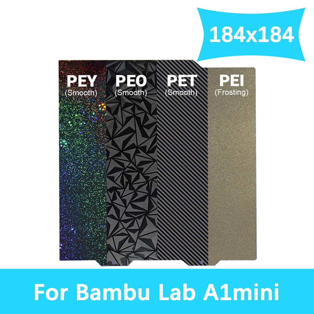For Bambu Lab A1 Mini Build Plate 184x184mm PEO PET PEY Smooth Textured Hotbed Spring Steel Sheet Pei Sheet for Bamboo A1mini