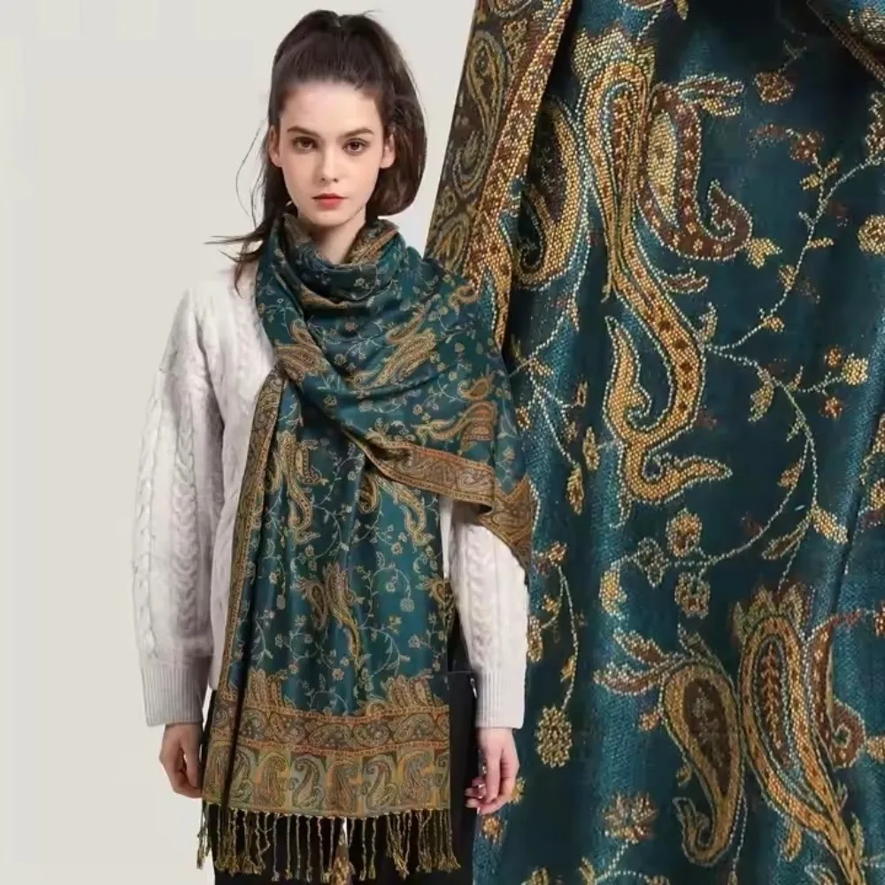 

Fashion Tassels Paisley Shawl Sun Protection Long Sunscreen Shawl Ethnic Style Bohemia Cashmere Scarf Travel