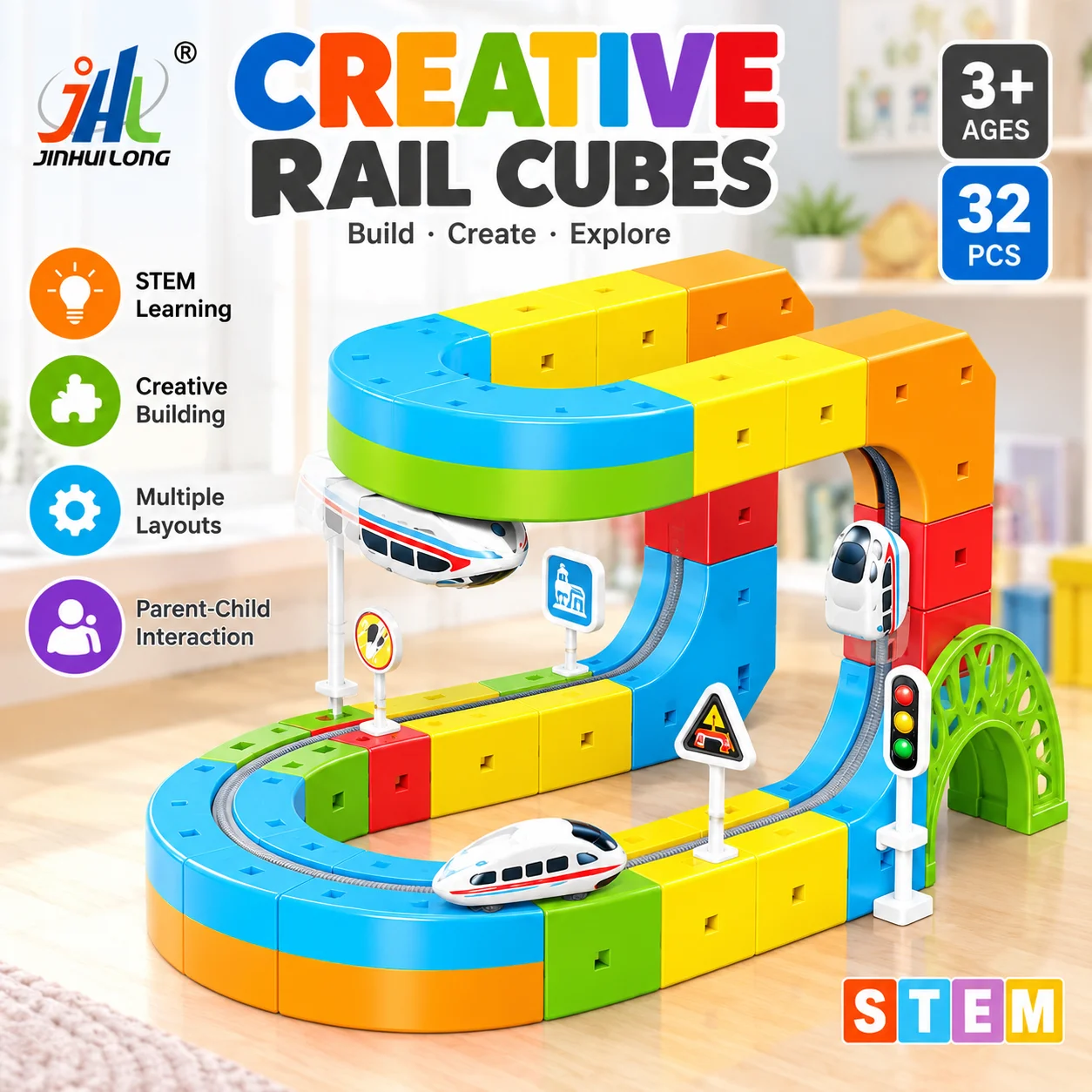 Magic Wall Climbing Train Set with LED Lights, DIY Flexible Track Building Blocks, Birthday Christmas Gift for Kids
