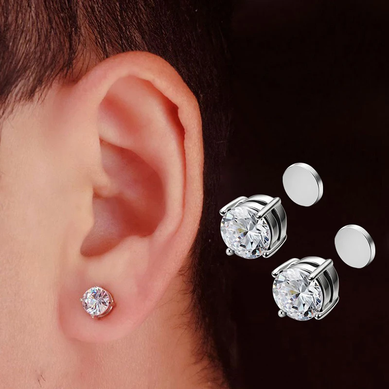 1/3 Pair Crystal Strong Magnetic Ear Stud Clip Earrings for Men and Women Punk Round Zircon Magnet Earrings Non Piercing Jewelry image 2