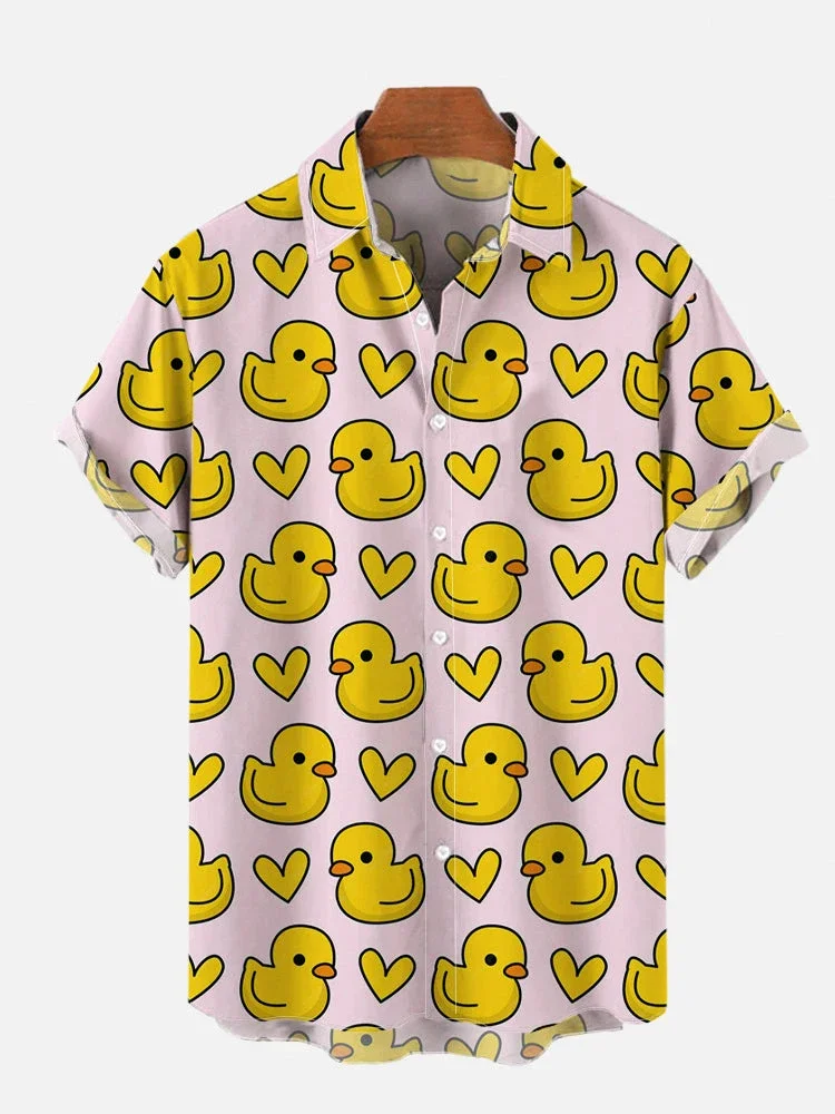 

Unisex Men's Cosplay Shirts 3D Prints Splicing Cartoon Cute Duck Printing Short Sleeve Shirt Fashion Hawaiian Shirts For Men