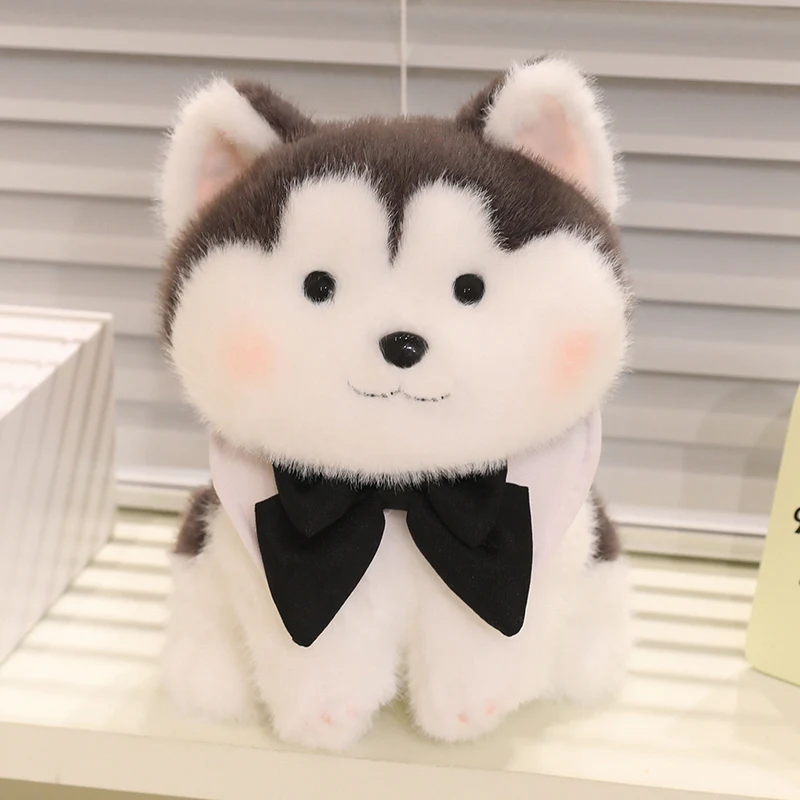 

Милая плюшевая игрушка-хаски разных размеров, с бантом, мягкая, пушистая, в стиле кавай, для декора дома, подарок для детей и девочек