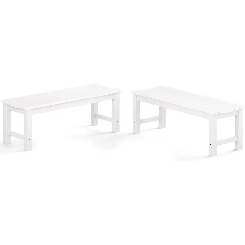 

2-Person Outdoor Patio Bench Set, Weatherproof Garden Benches, Suitable for Yard, Church, Patio, Deck, Entryway (White)
