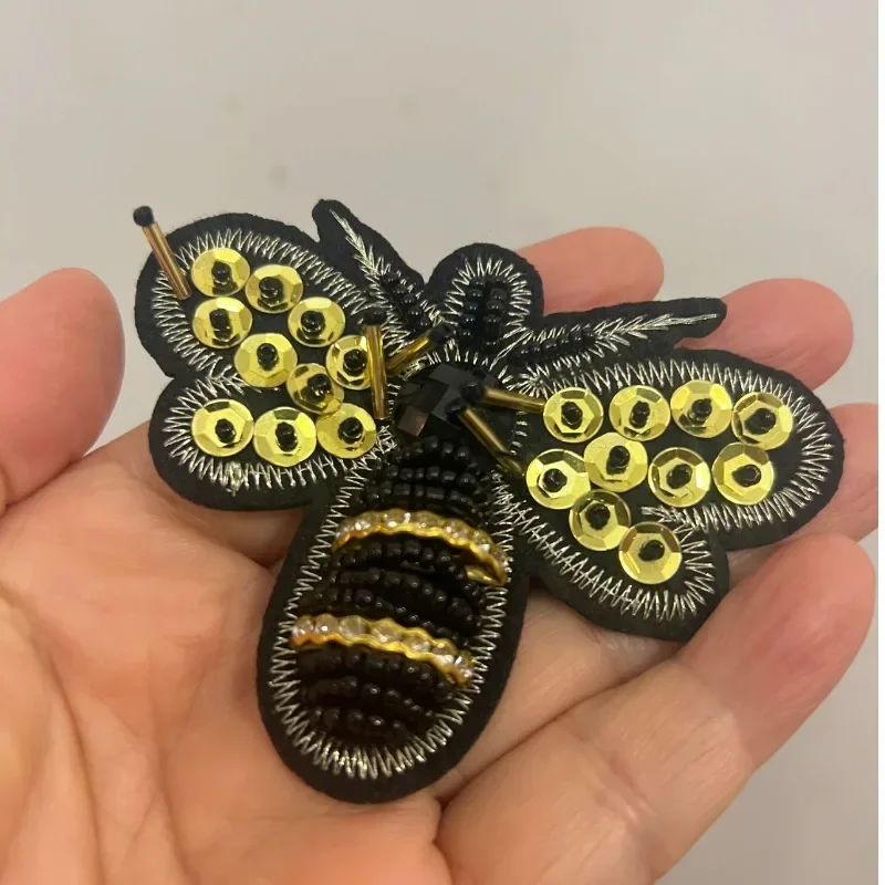 Embroidery Applique Clothing Hat Shoes 1PCS Beaded Patch Sewn In Sequin Bag DIY Bee Accessories Decorative Patch