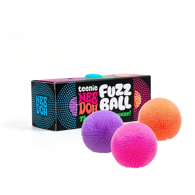 Needoh Fuzz Ball Stress Teenie 3 Pack Mini Relief Sensory Toy The