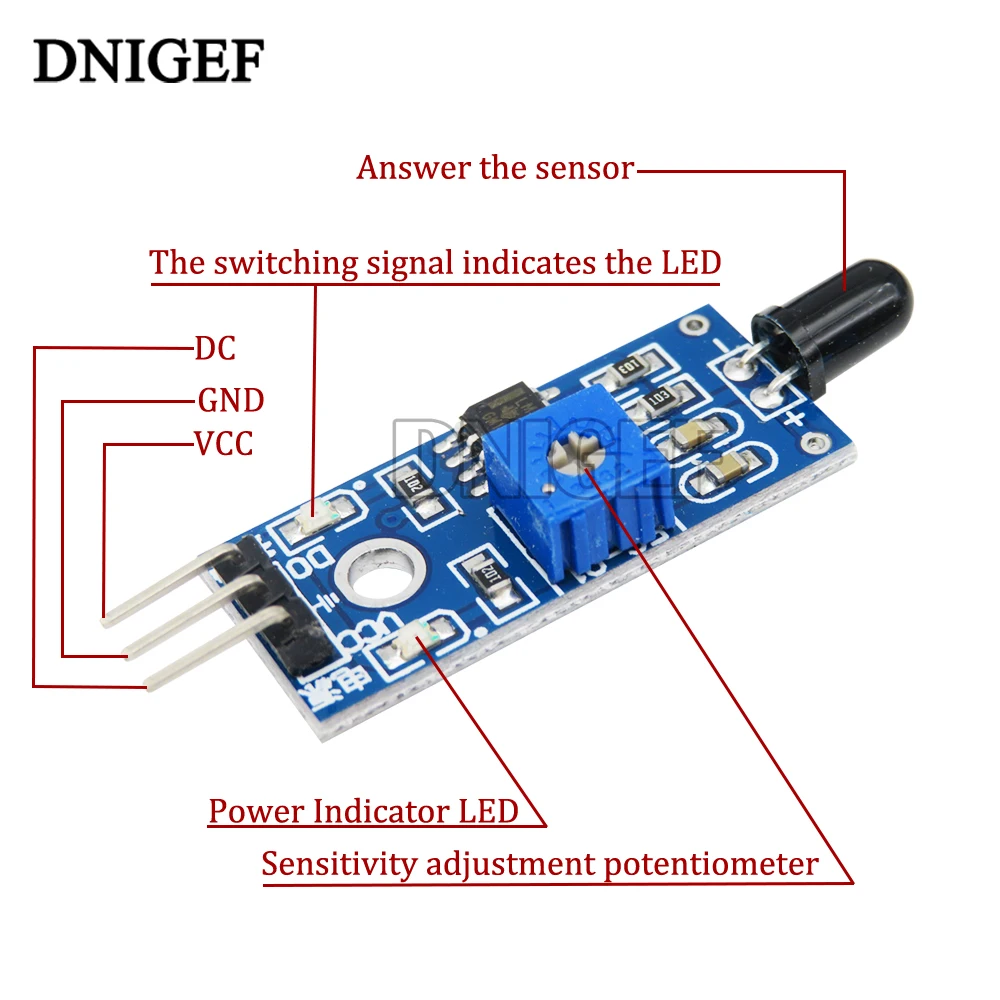 DNIGEF 1 PCS IR Flamme Sensor Modul Detektor Smartsense Für Temperatur Erfassen Geeignet 3Pin