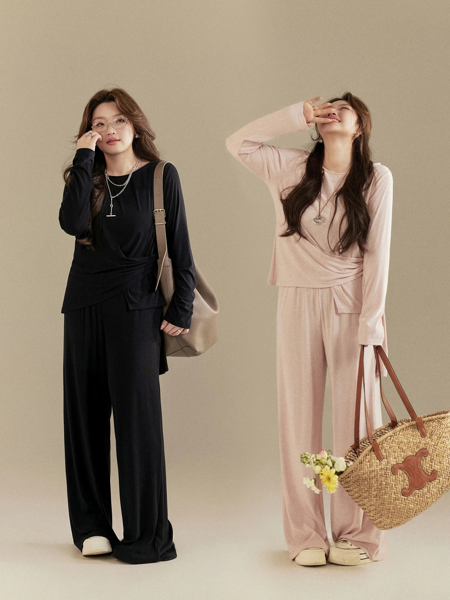 

Ladies Casual Two-Piece Set High Waist Long Pants Sweatirt Sle Top plus Size Faion Ensemble Spring Collection