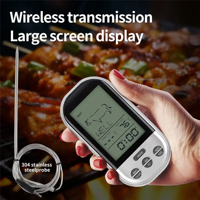 GTBL Countdown Alarm Digital BBQ Thermometer Wireless Oven Food Thermometer Intelligent Meat Temperature Tester Reminder