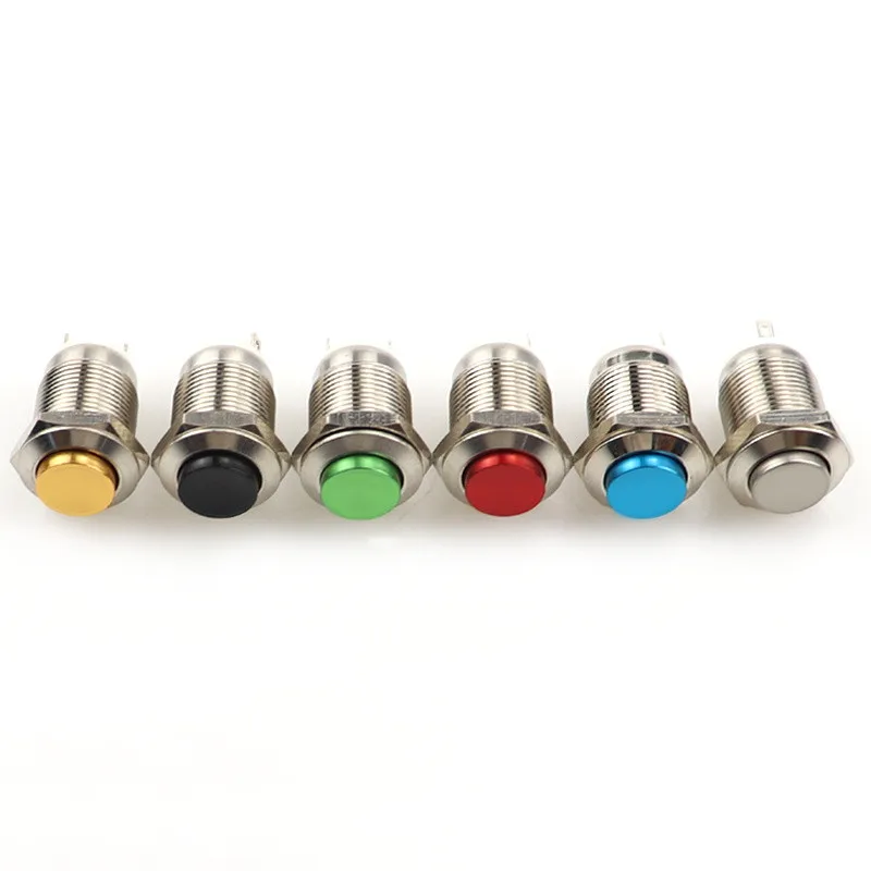 12mm Waterproof Momentary High Round Metal Push Button Switch Car Start Horn Speaker Bell Automatic Reset 12mm metal switch