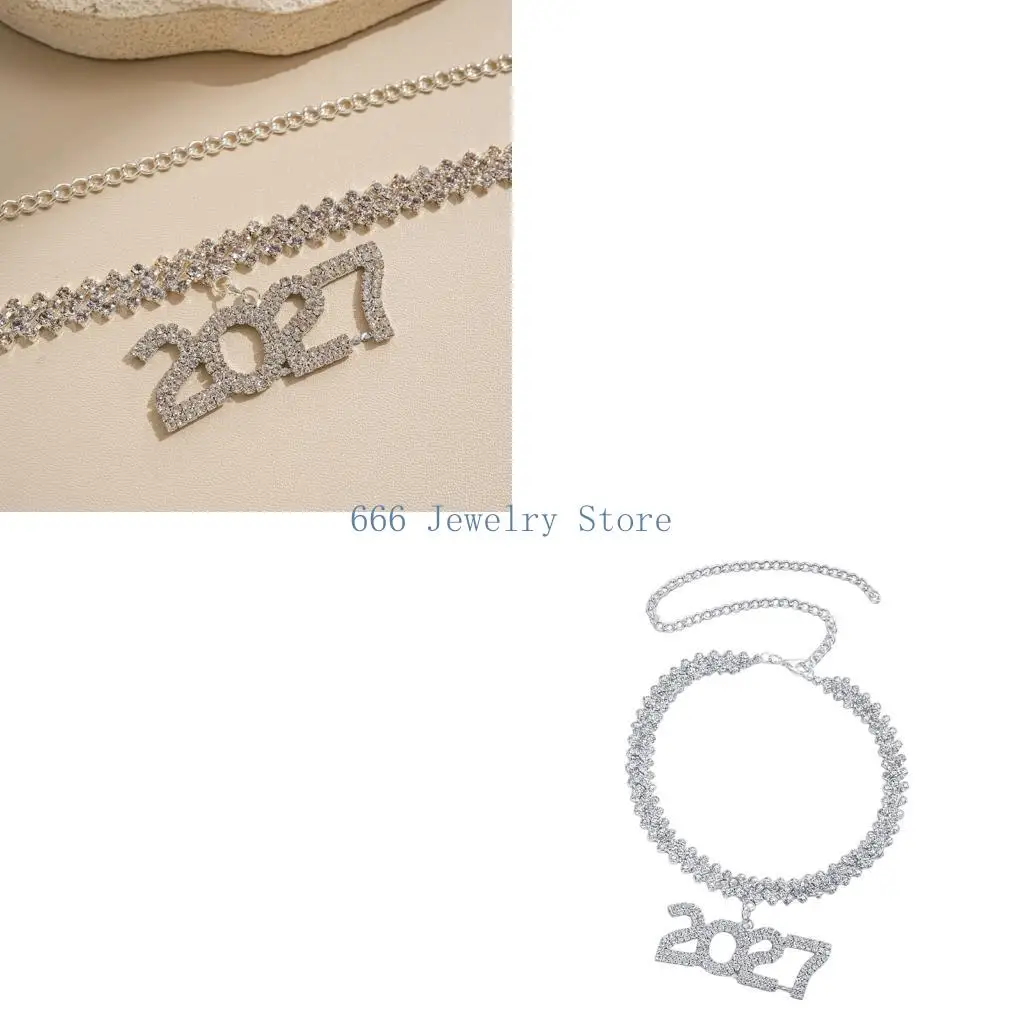 F2TD Countdown Party Pendant Necklace with 2027 Shining Stone Detail