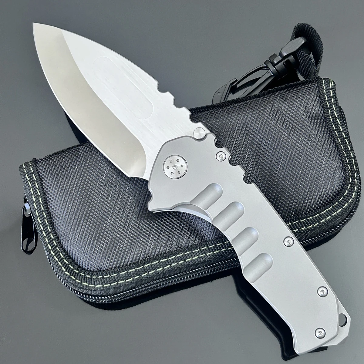 258g Heavy Duty D2 Folding Knife Full TC4 Titanium Handle Ceramic Bearings Camping Outdoor Cutting Utility Tool EDC