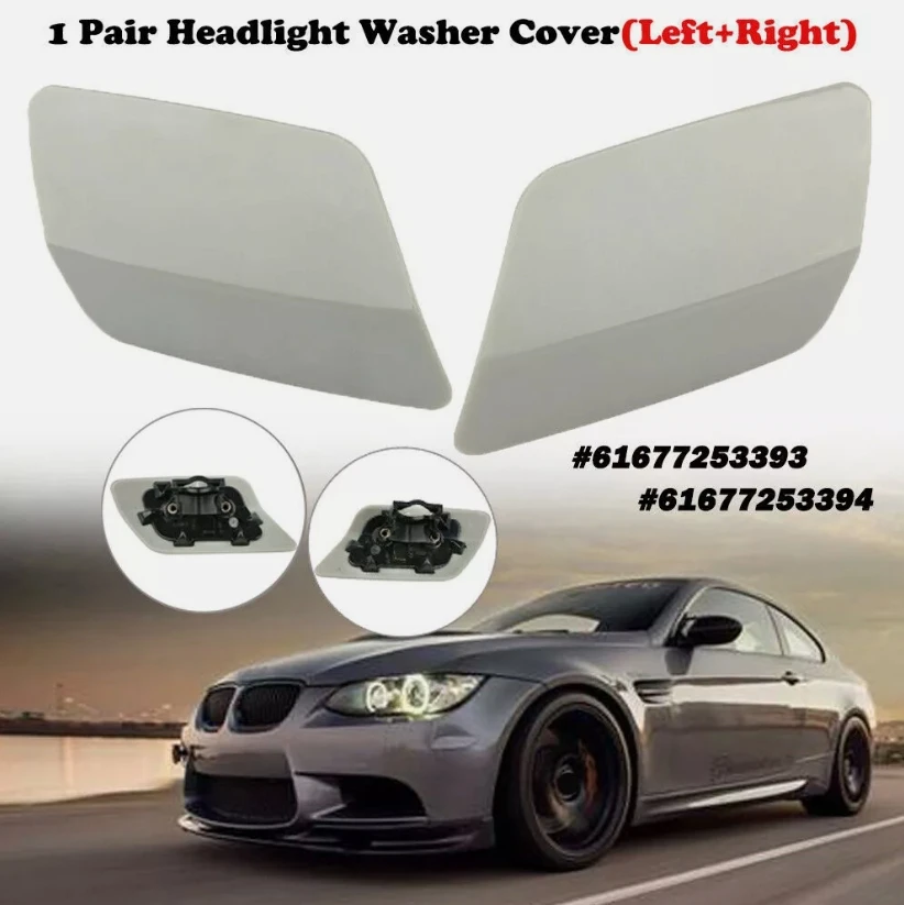For BMW E92 E93 2010-2013 Car Headlight Headlamp Washer Cover Jet Spray Nozzle Cap Left Right 61677253393 61677253394