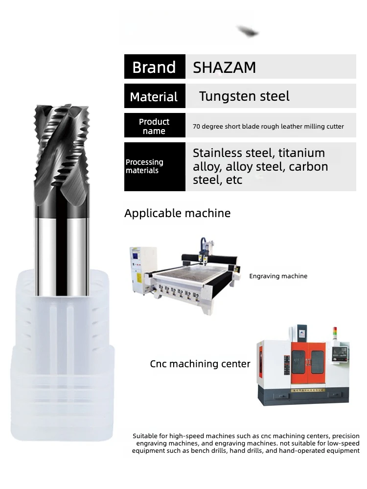 Hartmetall-Schlichtfräser 70HRC 4-Schneiden 65HRC 3-Schneiden Kurze Klinge für Aluminium Hartlegierter Stahl – Detail 3
