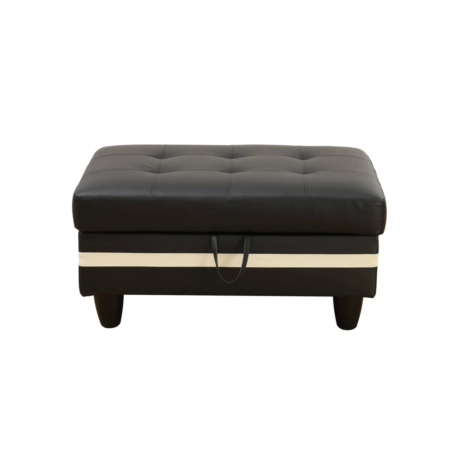 Modern Black White Semi PU Leather Ottoman Large Hidden Storage Space Saving Furniture for Home Office Multi Functional Footrest