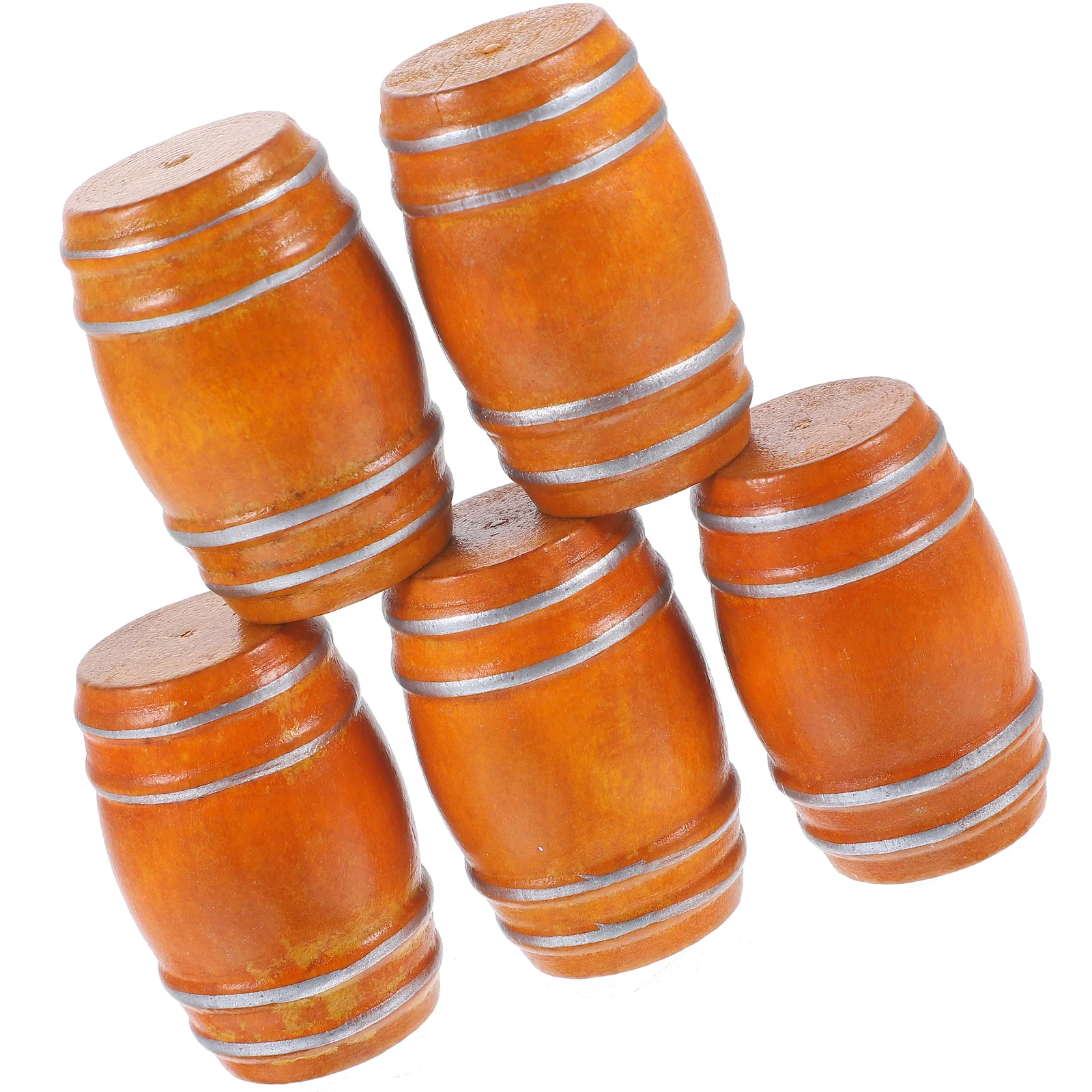 

5 Pcs Dollhouse Bar Accessories Baby Dolls Miniature Wooden Barrel Tiny Beer Barrels Ornament