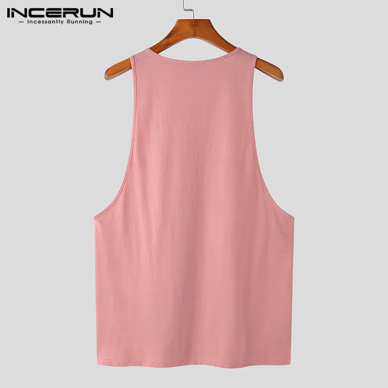 INCERUN Men Tank Tops Summer Solid Color O-neck Sleeveless Casual Vests Streetwear 2024 Breathable Stylish Men Clothing S-5XL