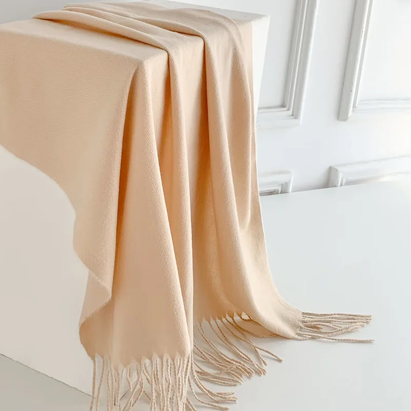 Popular Multicolour Cashmere Scarf Tassel Shawl Wrap Women Solid Color Pashmina Scarf Winter Scarf Thick Female Muffler