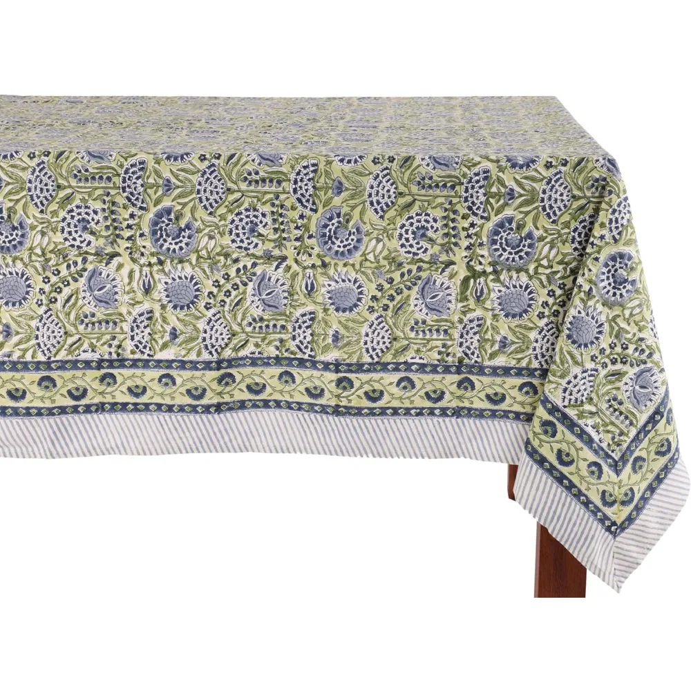 

ATOSII Amara 100% Cotton Rectangle Fall Tablecloth, Handblock Floral Linen Table Cloth for Kitchen Dining Table I Parties Weddin