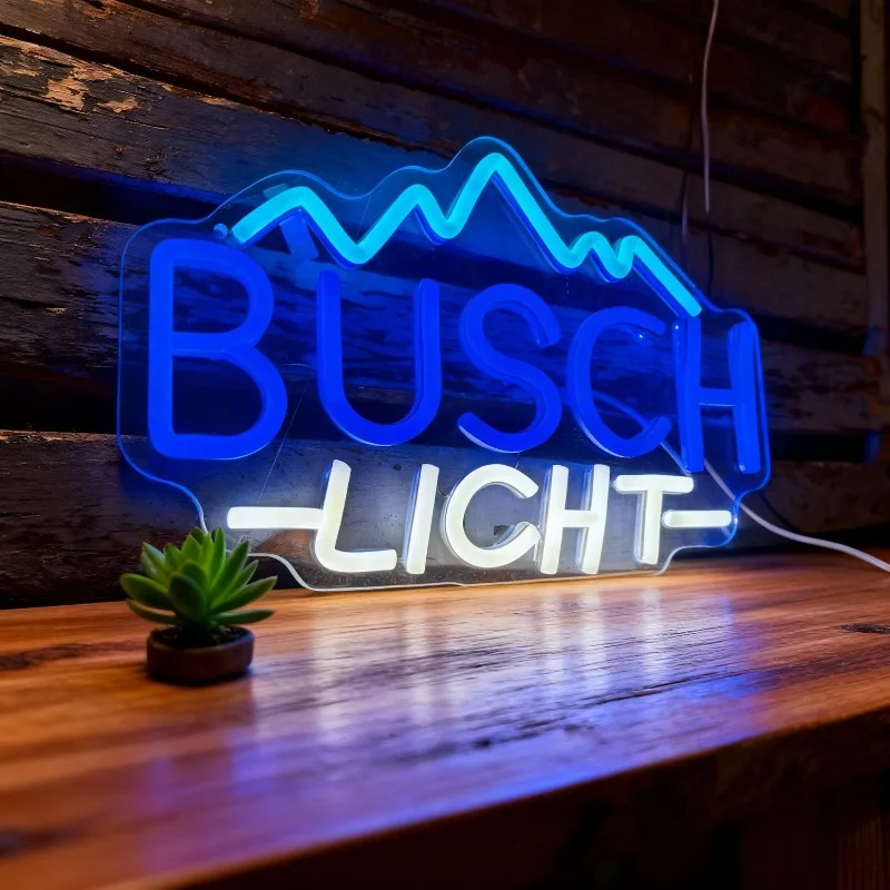 

Custom Neon Light "BUSCH LIGHT" Beer Neon Light, LED Light Sign, Bar Light, Blue and White Ambient Light Decoration