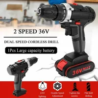 1000W 36V Electric Impact Drill Mini Electric Power Screwdriver 2 In 1 Electric Cordless Lithium-Ion Battery 2 Speed Power Tools
