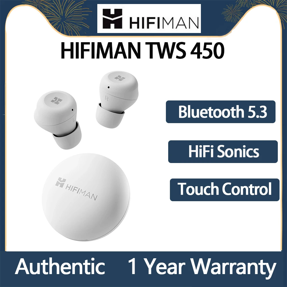 Original HIFIMAN TWS450 True Wireless Stereo Headset with Environmental Noise Cancellation & Audiophile-grade Dynamic Driver