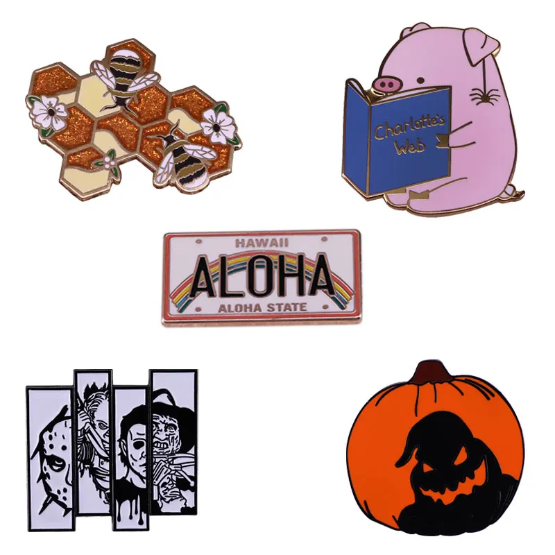 Popular Elements Terror Accessories  Retro License Plate Badge  Applied To Clothing Backpack Decorate Metal Enamel Pin