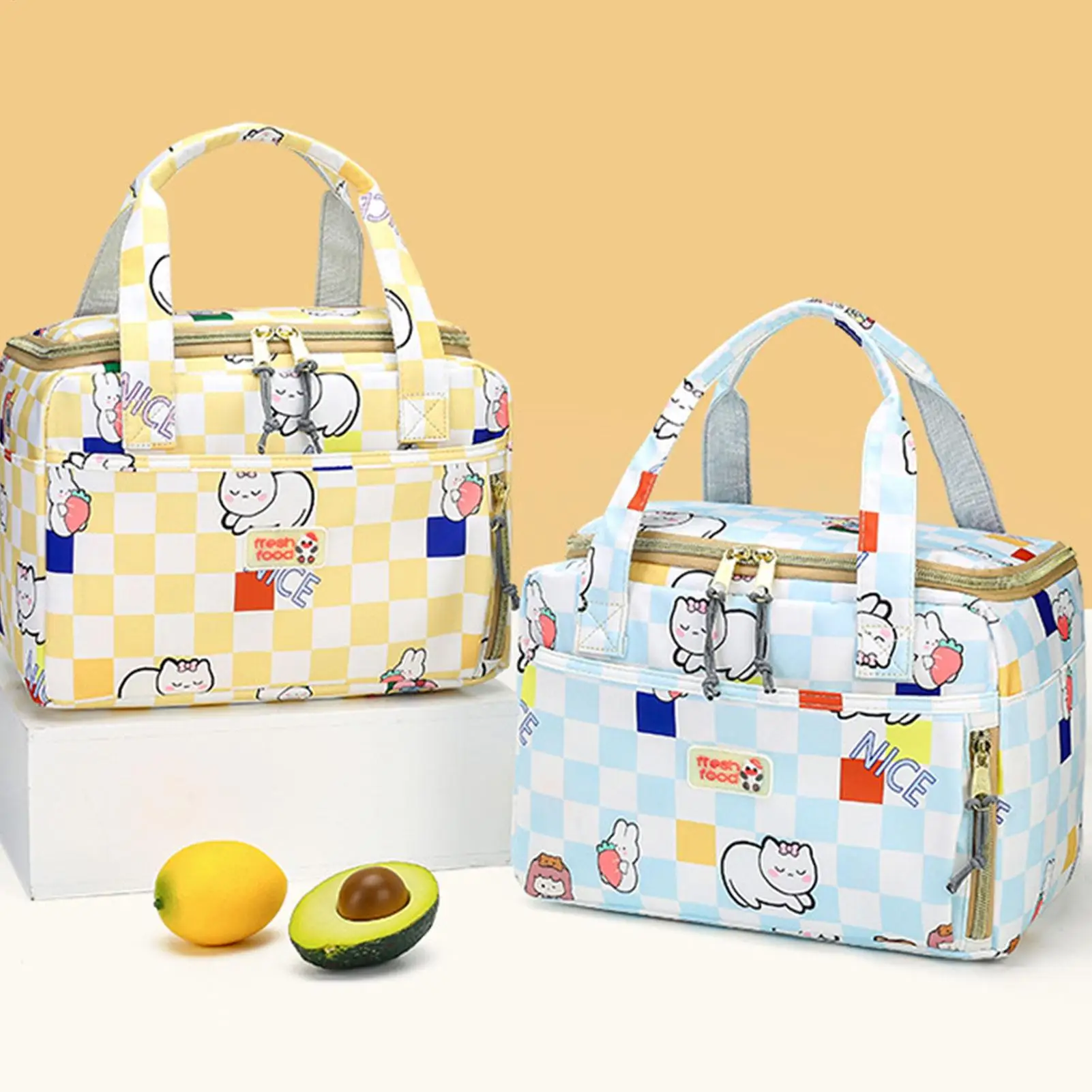 Cartoon Insulated Lunch Bag Cat Design Children Lunchbox For School Reusable Leakproof Picnic Thermal Bag School Students