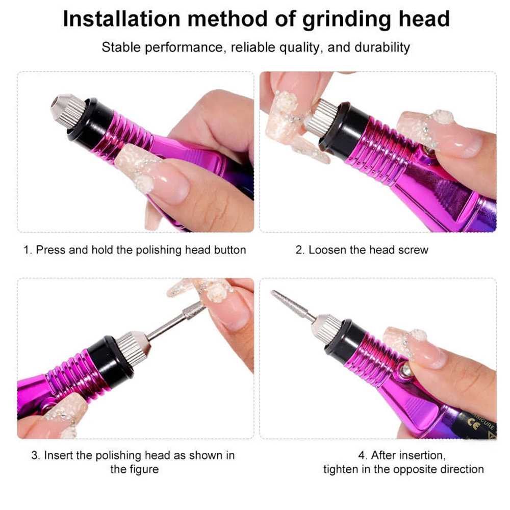 قلم إزالة طلاء الأظافر USB 5 فولت ضروري لفن الأظافر، أداة العناية بالأظافر المحمولة التي تعمل بالبطارية #4