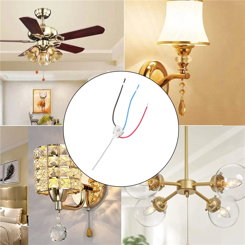 3Pack Ceiling Fan Light Switch ZE-110 Fan Switch 3 Way Speed Fan Switch Ceiling Pull Chain Switch Replacement-ABQU