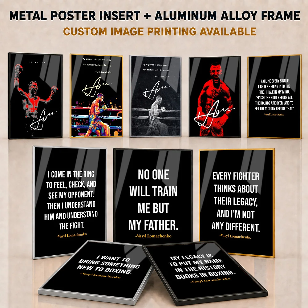 Vasiliy Lomachenko Framed Aluminum Metal Poster Customized Photo Dynamic Boxing Legend Style Wall Art For Home Gym Birthday Gift