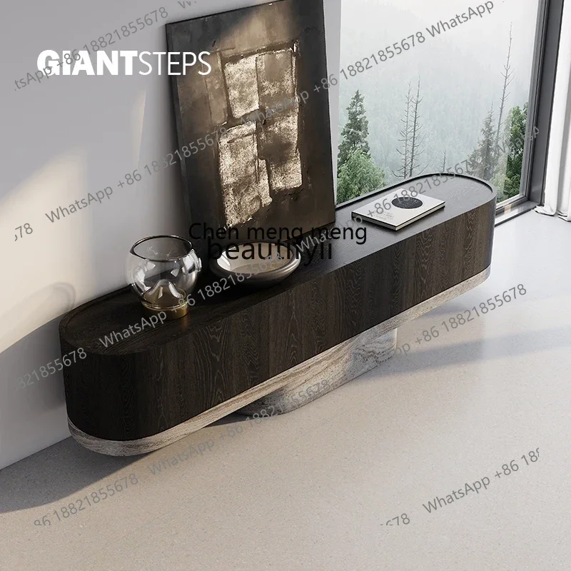 xzNatural marble TV cabinet, living room Italian light luxury floor storage locker integrated