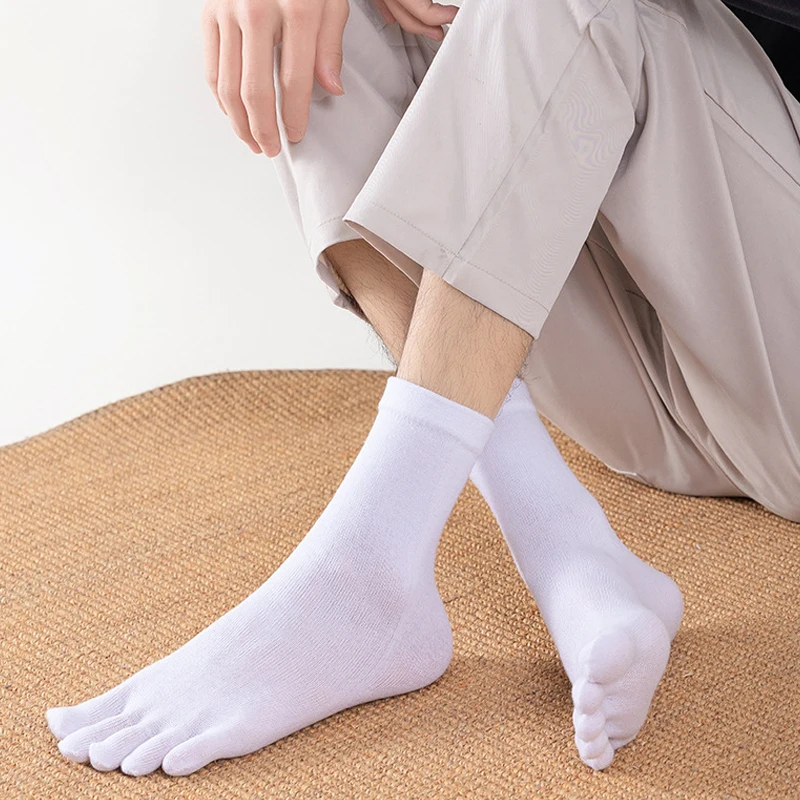 Man Toe Short Socks Solid Business Breathable Husbands Fathers Work No Heel Party Dress Gentleman 5 Finger Socks 4 Seasons