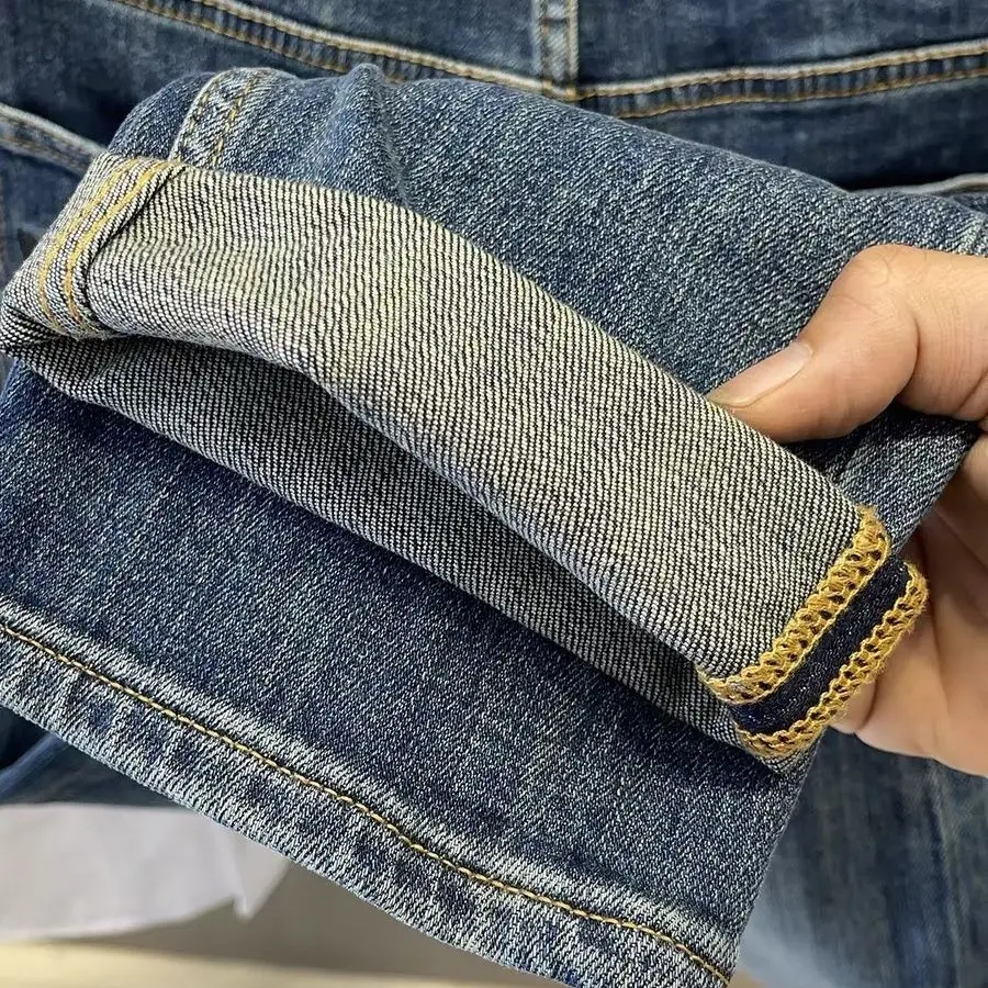 Menswear Clothing Retro Jeans Men's Spring and Summer 2025 New High-end Embroidered Trousers Small Straight Feet Slim Trend Men