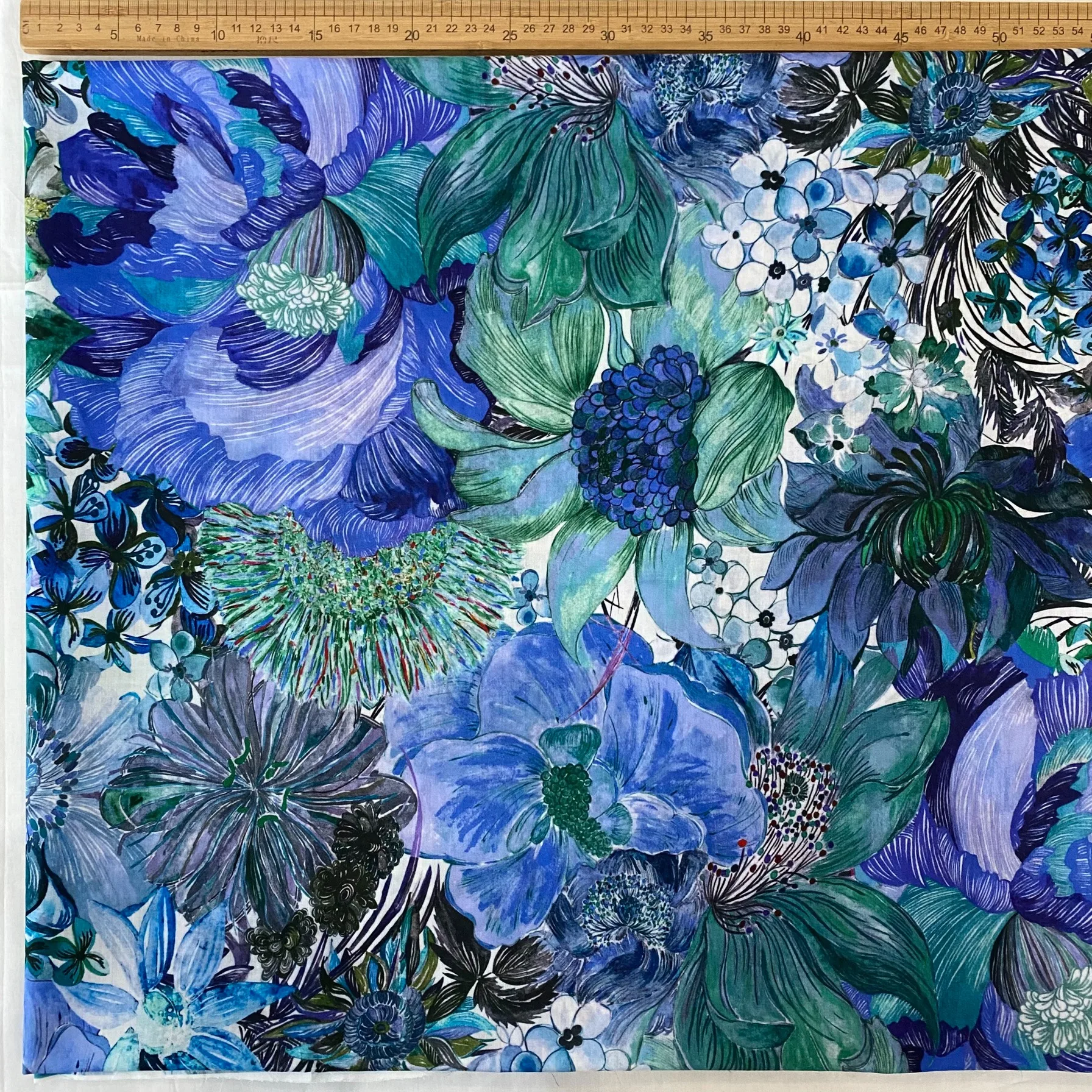 

80S Like Liberty Fabric blue Marina seaflower Cotton Long-staple Designer High-density Women's dress Children's Clothing cloth