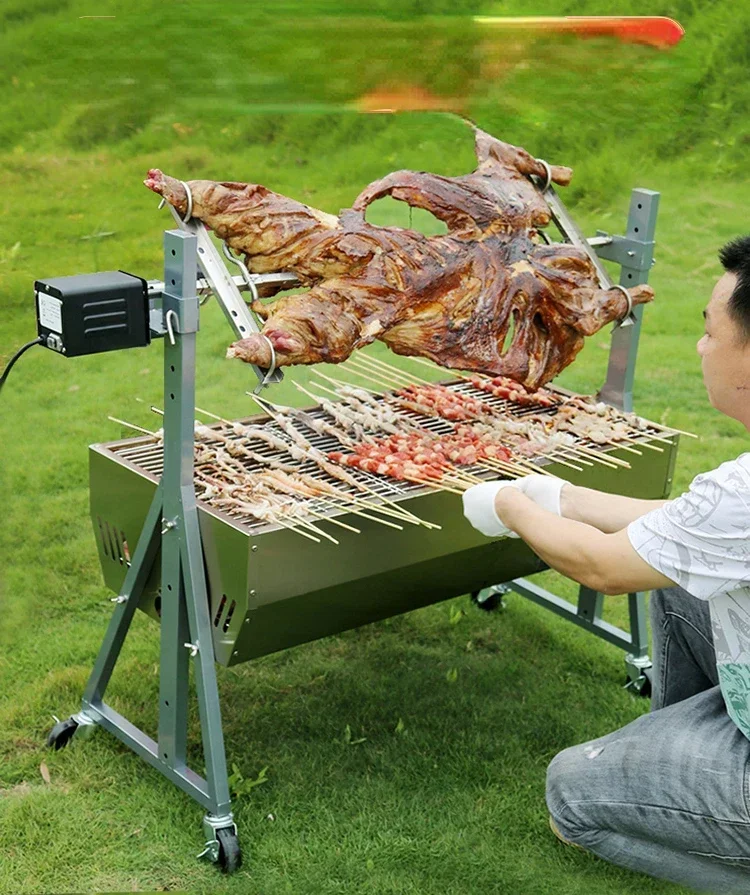 SHUN Horno especial para asar cordero entero, rejilla para asar chuletas de cordero, pata asada giratoria completamente automática del horno de cordero