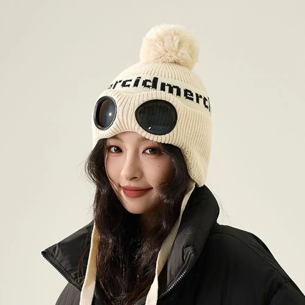 أزياء يندبروف نظارات محبوك قبعة الأذن حماة الباردة واقية قبعة صوفية قبعات صغيرة دافئة الشتاء